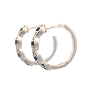 Sapphire and Diamond Hoops in White Goldl by Allison Kaufman
