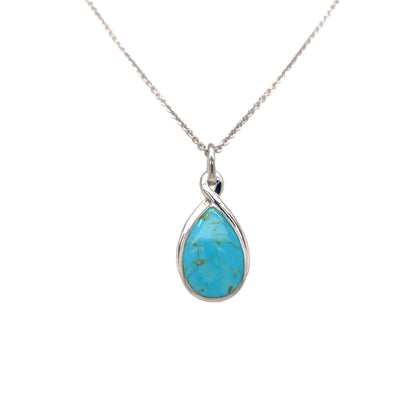 Drop Turquoise Pendant in Silver by Kabana