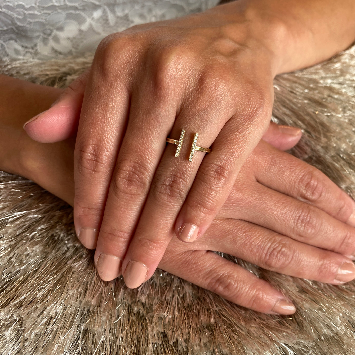 ESTATE Diamond Geometric Ring in Yellow Gold