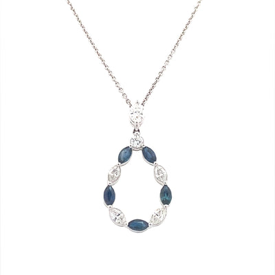 14 Karat Sapphire and Diamond Drop Style Gemstone Pendants P4523W