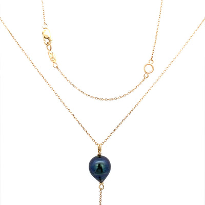 Lariat Tahitian Baroque Pearl Necklace in Yellow Gold by B&C