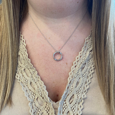 Diamond Circle Pendant in Silver