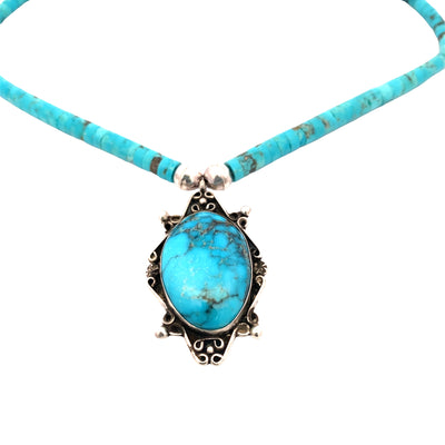 ESTATE Turquoise Necklace in Silver