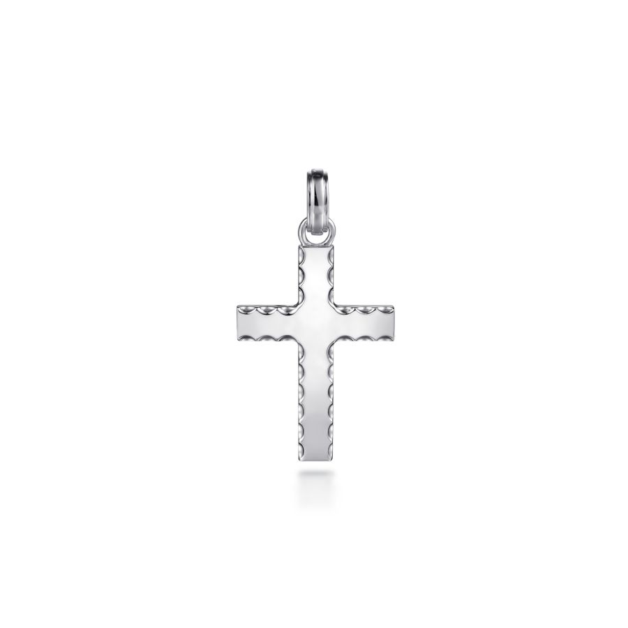 Beveled  Cross Pendant in Silver by Gabriel & Co.
