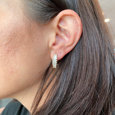 ESTATE Diamond Baguette and Round Diamond Earrings