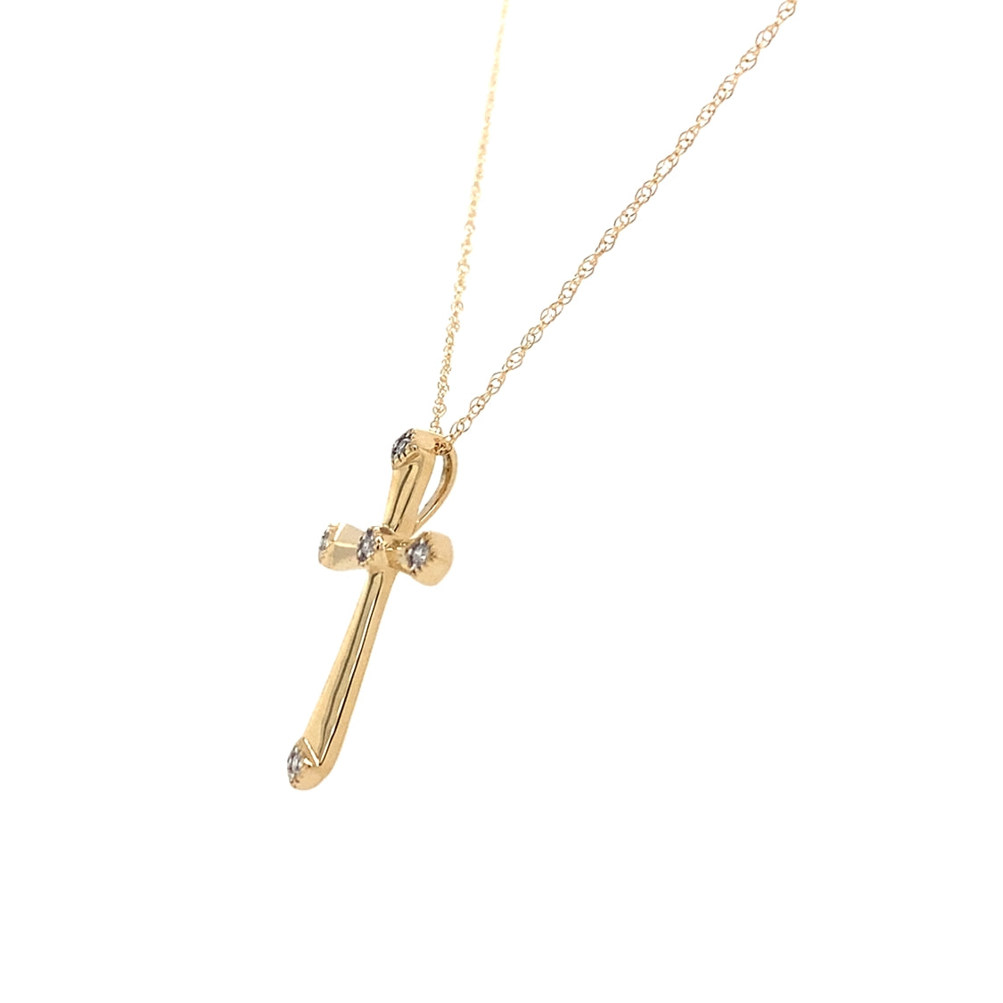 Diamond Accented Cross Pendant in Yellow Gold
