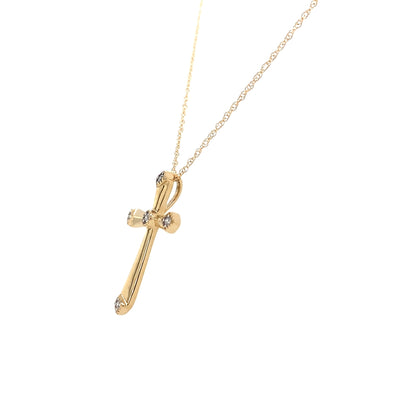 Diamond Accented Cross Pendant in Yellow Gold