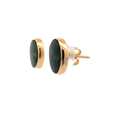 ESTATE Agate Stud Earrings in Yellow Gold