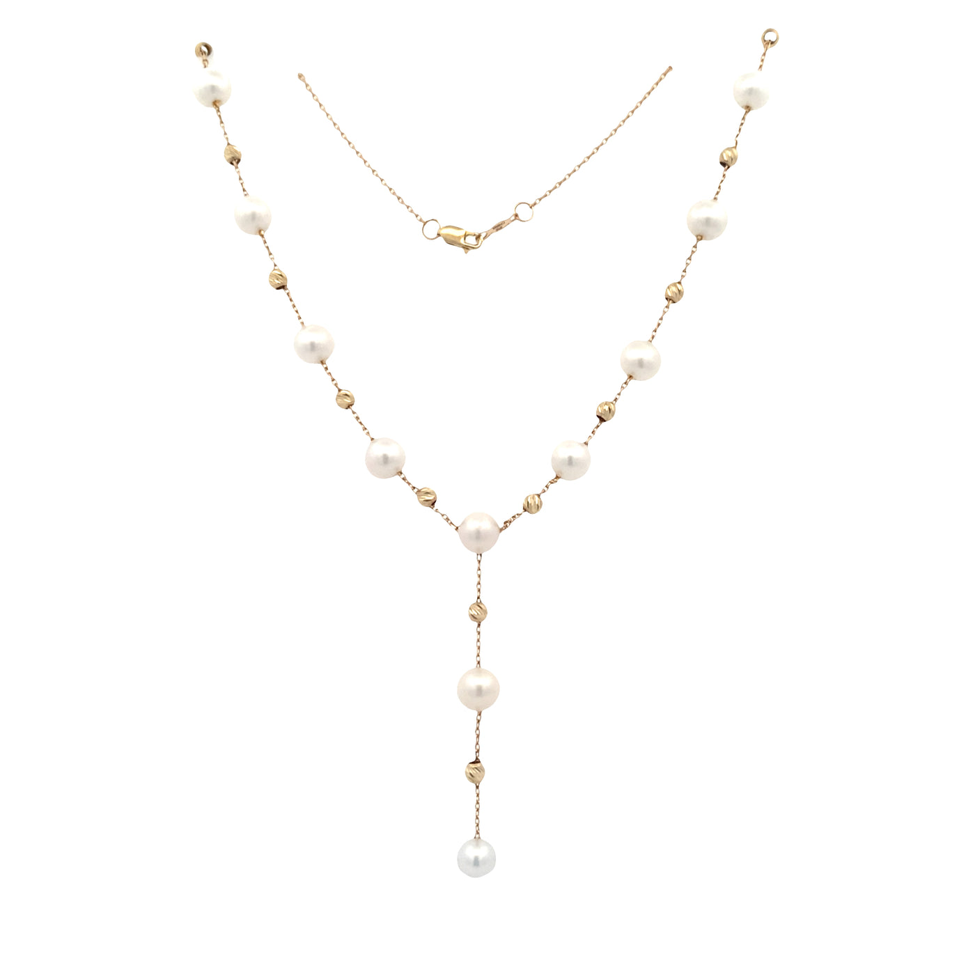 Brilliance Beaded Pearl Necklace in Yellow Gold  by Imperial
