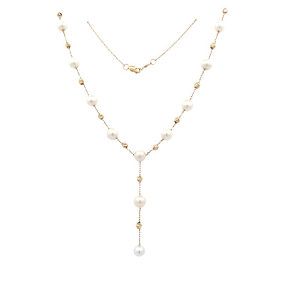 Brilliance Beaded Pearl Necklace in Yellow Gold  by Imperial