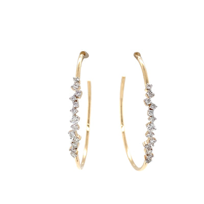 Large Diamond Cluster Hoop Earrings in Yellow Gold