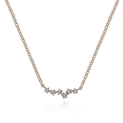 Gabriel & Co. 14 Karat Rose Gold Bar Necklace Diamond Necklaces NK6118K45JJ