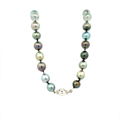 18" Multi-olored Tahitian Pearl Necklace in White GOld