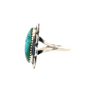 Estate Turquoise Ring in Sterling Silver, Size 6.75