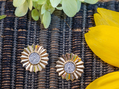 Radiant Floral Studs in Yellow Gold by Gabriel & Co.