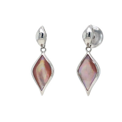 Pink Mother of Pearl Drop Earrings in SIlver by Kabana
