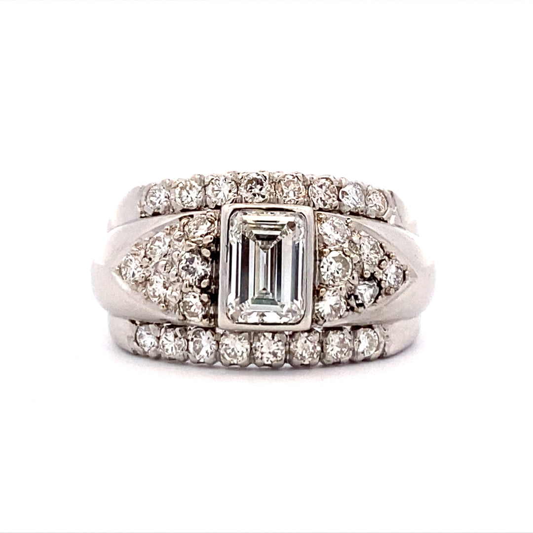 Estate Side Stone Engagement Ring in Platinum