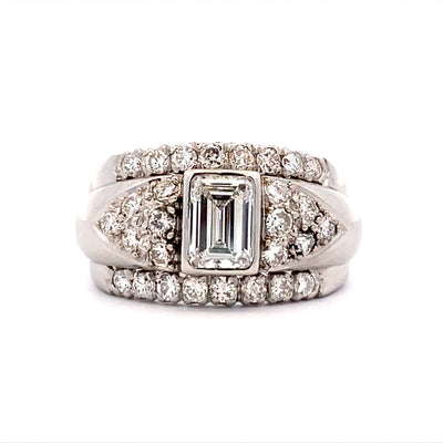 Estate Side Stone Engagement Ring in Platinum
