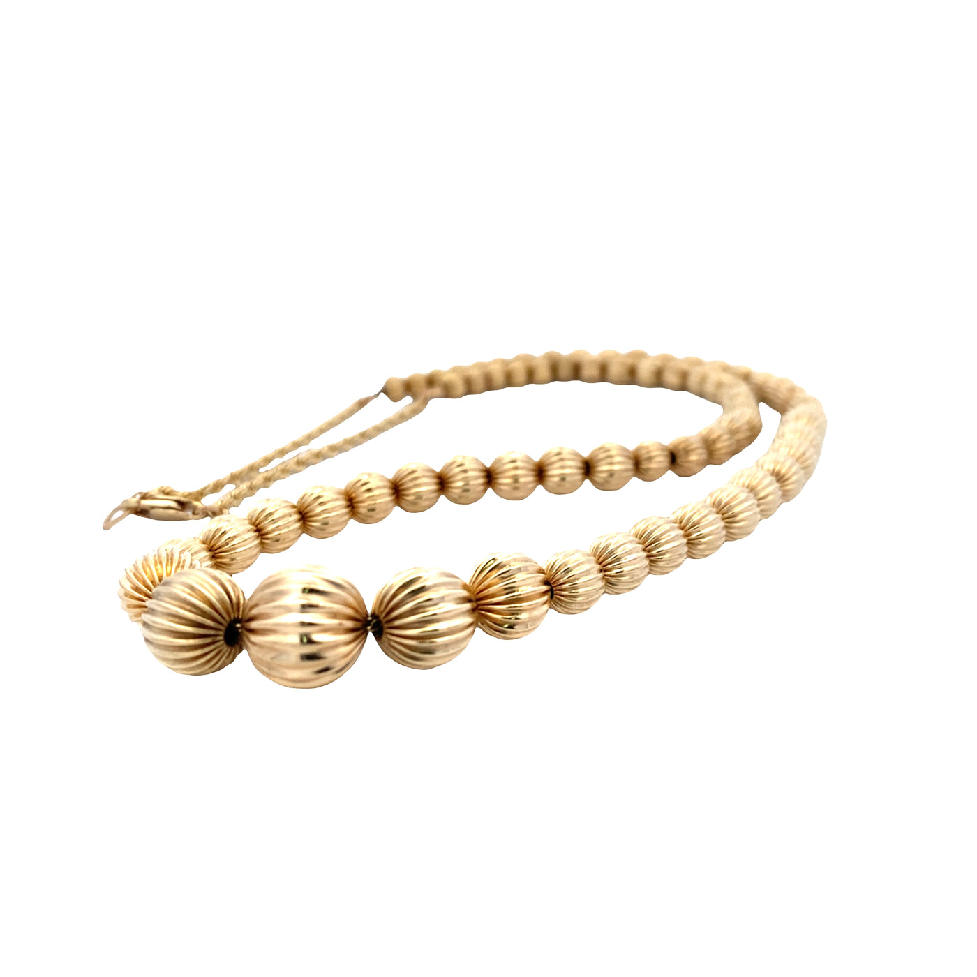 ESTATE Corrugated Bead Necklace in Yellow Gold