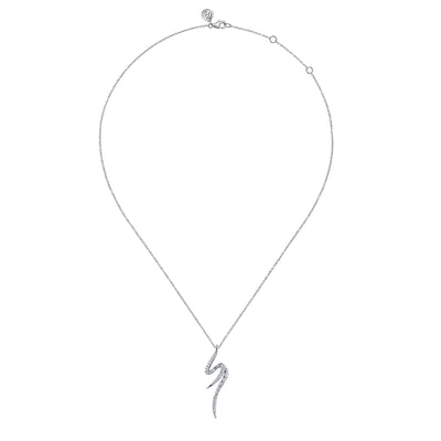 14K White Gold .34CTW Diamond Spike Bypass Drop Pendant by Gabriel & Co. Kaslique