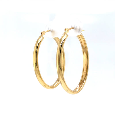 ESTATE High Polish Oval Hoops in Yellow Gold