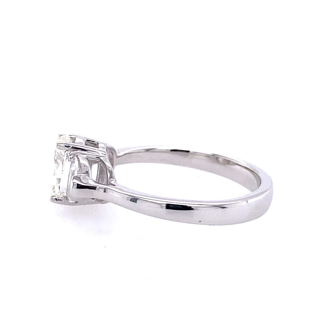Beeghly & Co. 14 Karat 3 Stone Oval Diamond Engagement Ring with Half Moon Sides  BCR-77
