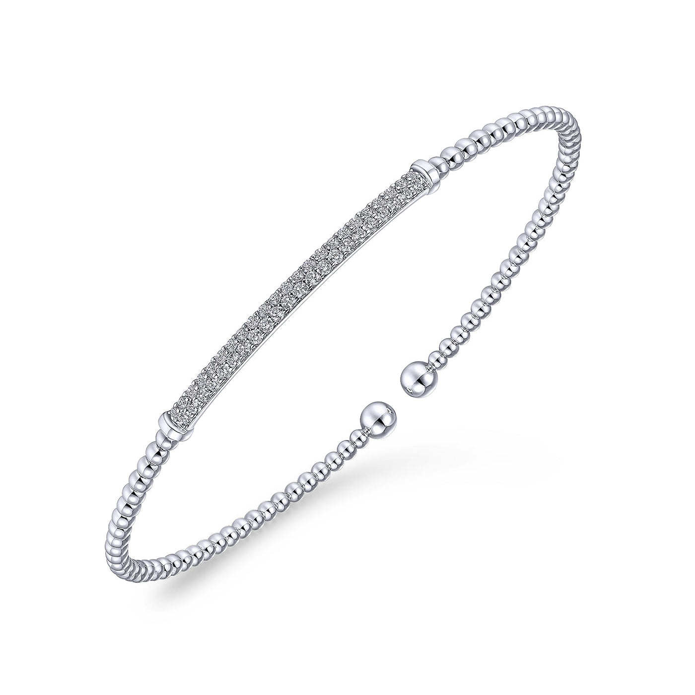 Two Row Diamond Bar Bracelet in White Gold by Gabriel & Co.