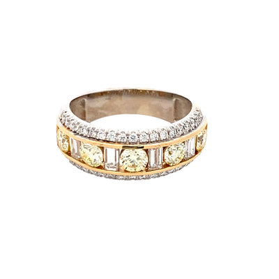 Five Stone Yellow Diamond Band in Two-Tone Gold by B&C