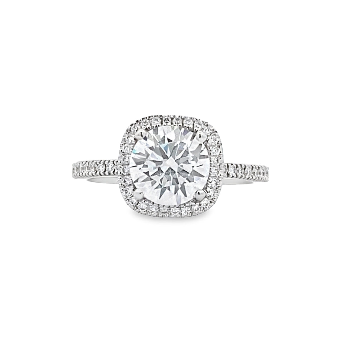 Simon G Jewelry 18 Karat White Gold Halo Round Shape Engagement Ring MR1840-A/366528