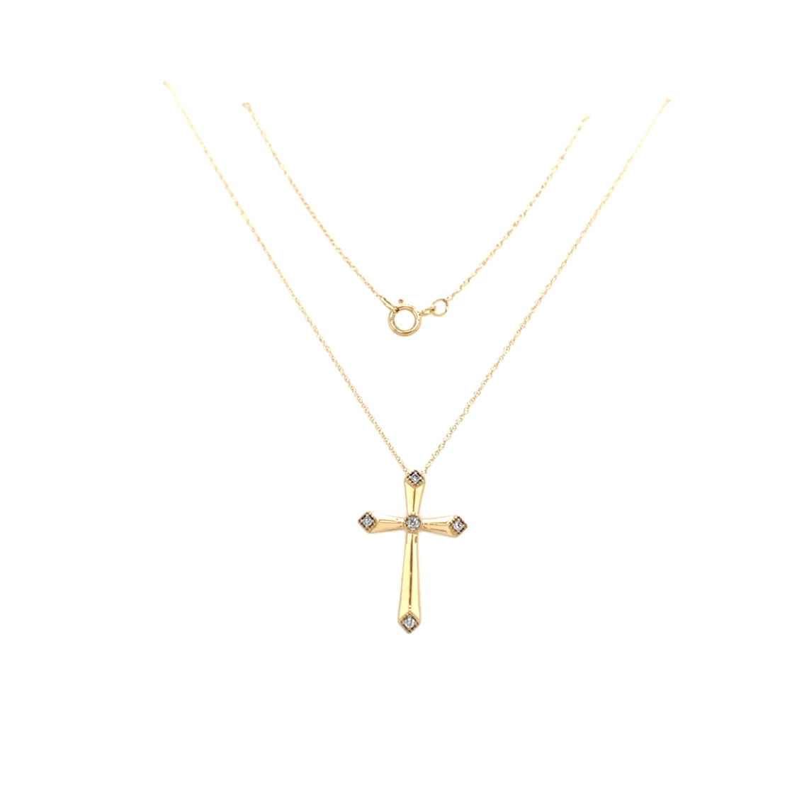Diamond Accented Cross Pendant in Yellow Gold