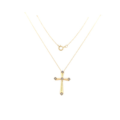 Diamond Accented Cross Pendant in Yellow Gold
