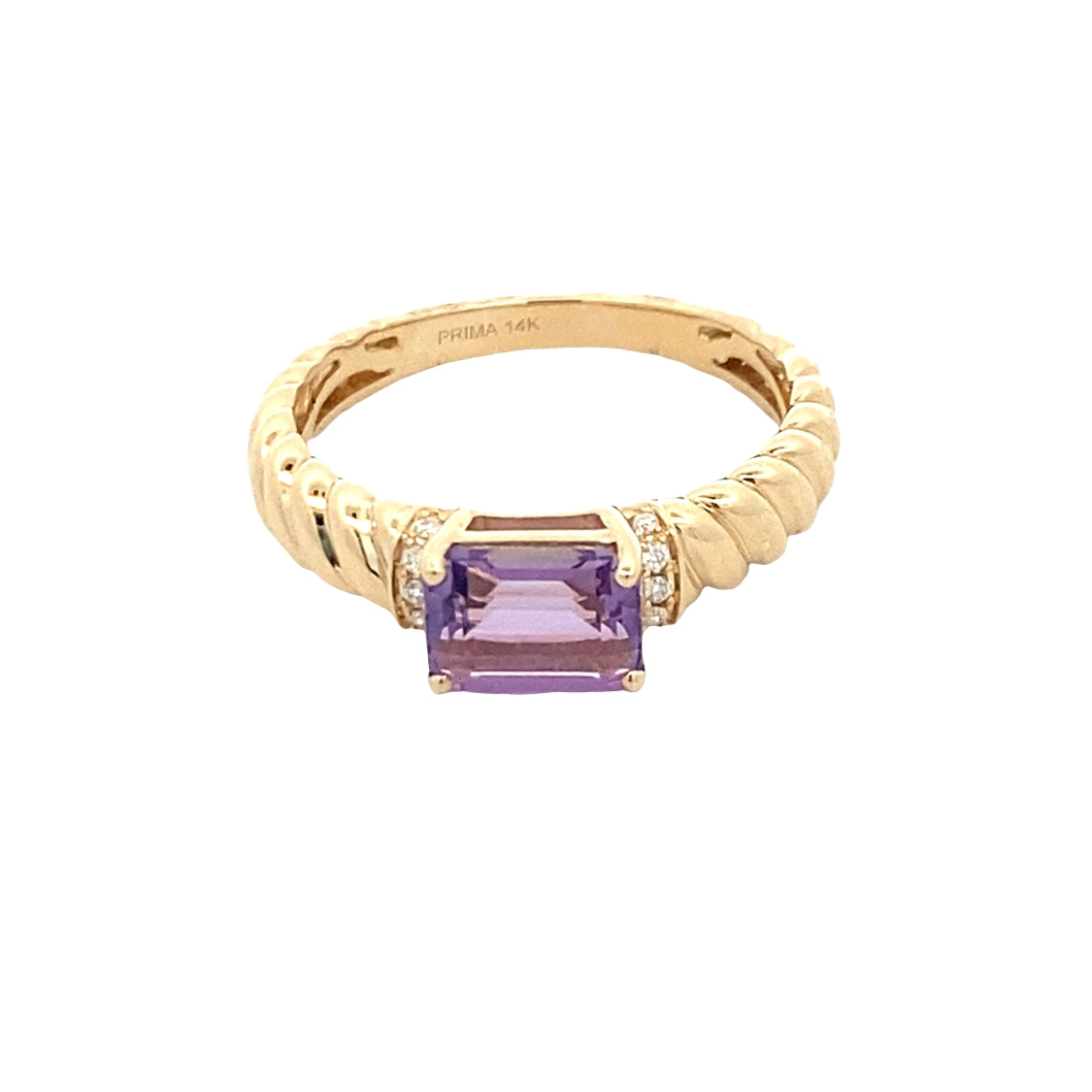 Amethyst and Diamond RIng in Yellow Gold