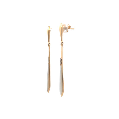 MOP and Diamond Drop Earrings in Yellow Gold by Kabana