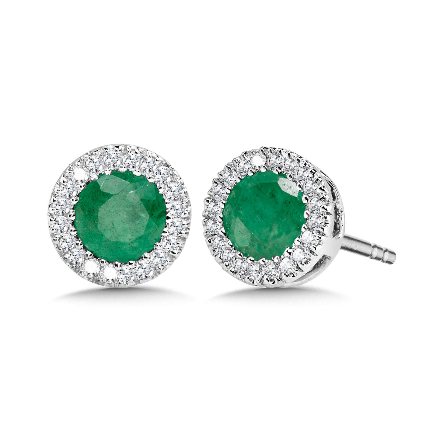 14 Karat Emerald and Diamond Halo Stud Earrings ECE2560-W