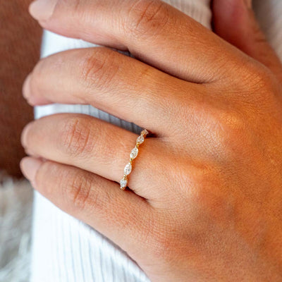 Marquise Diamond Wedding/Anniversary Band in Yellow Gold by B&C