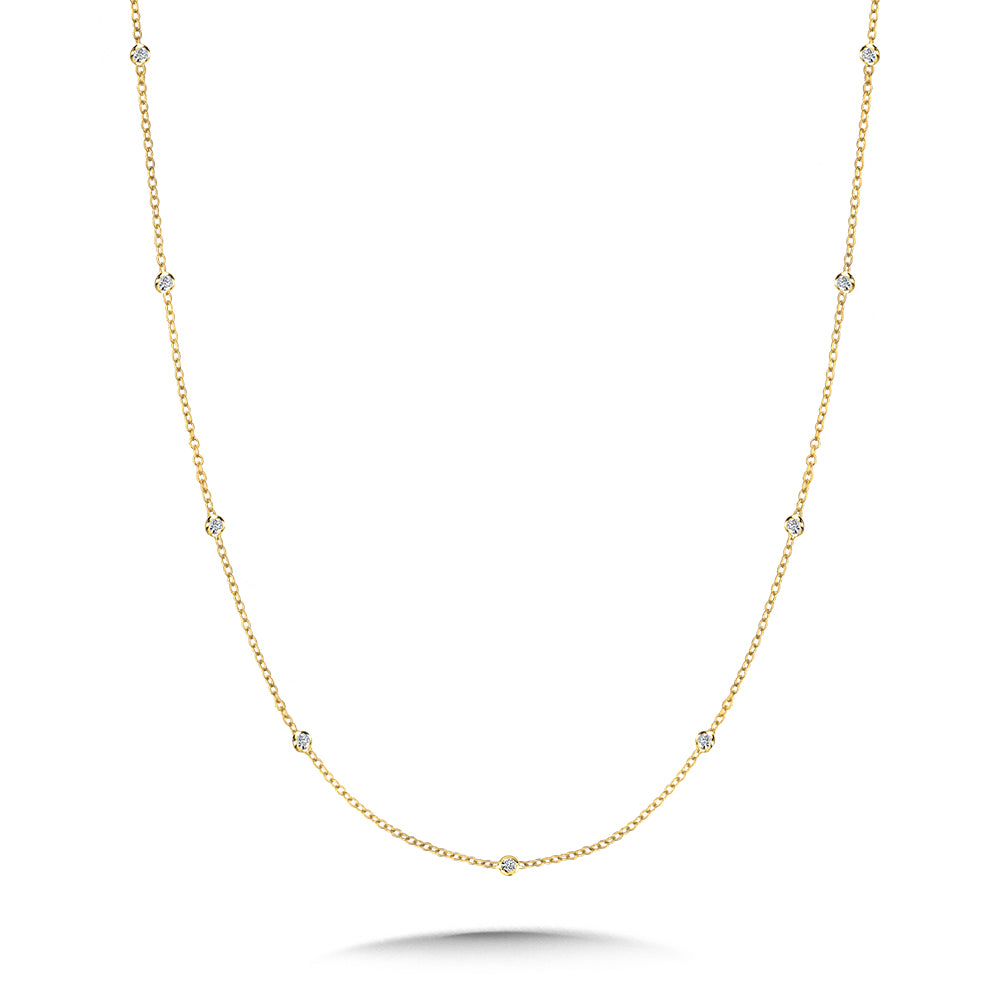 Diamond Station Necklace in Yellow Gold