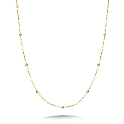 Diamond Station Necklace in Yellow Gold