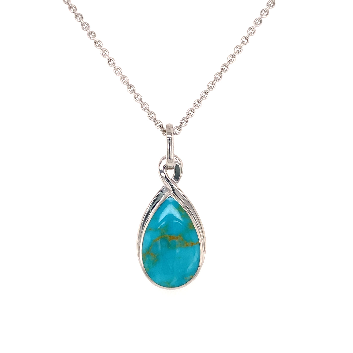 Kabana Sterling Silver Drop Style Turquoise Inlay Gemstone Pendants R-CHP352T