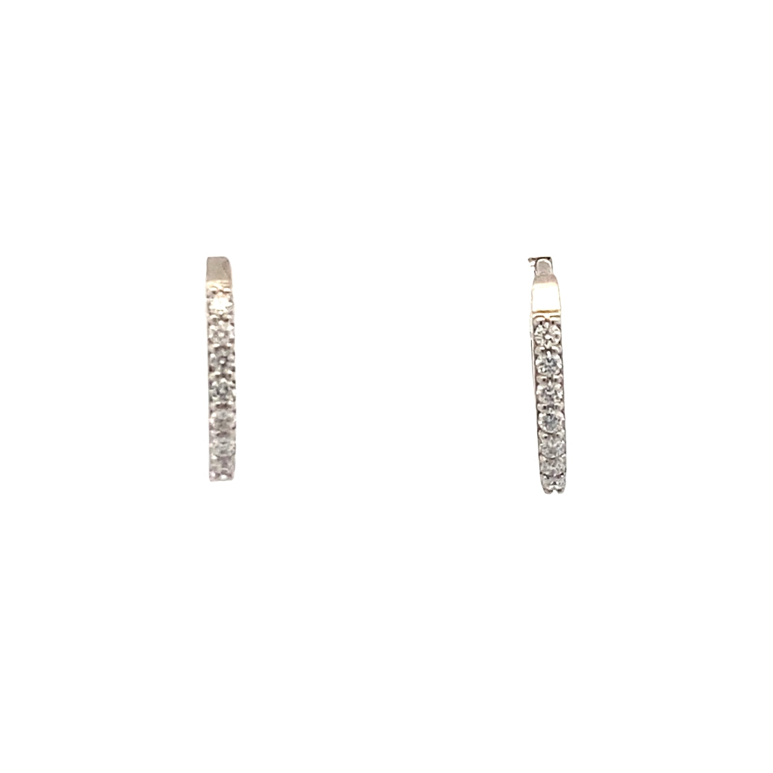 Diamond Elongated Huggies in Platinum by Beeghly & Co.