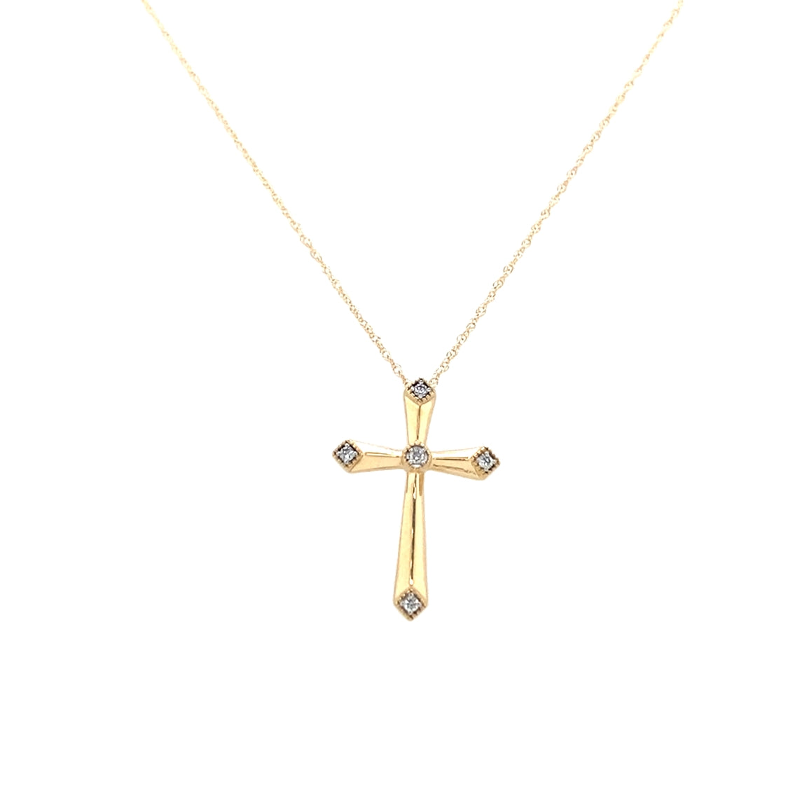 Diamond Accented Cross Pendant in Yellow Gold