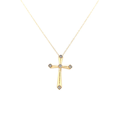 Diamond Accented Cross Pendant in Yellow Gold