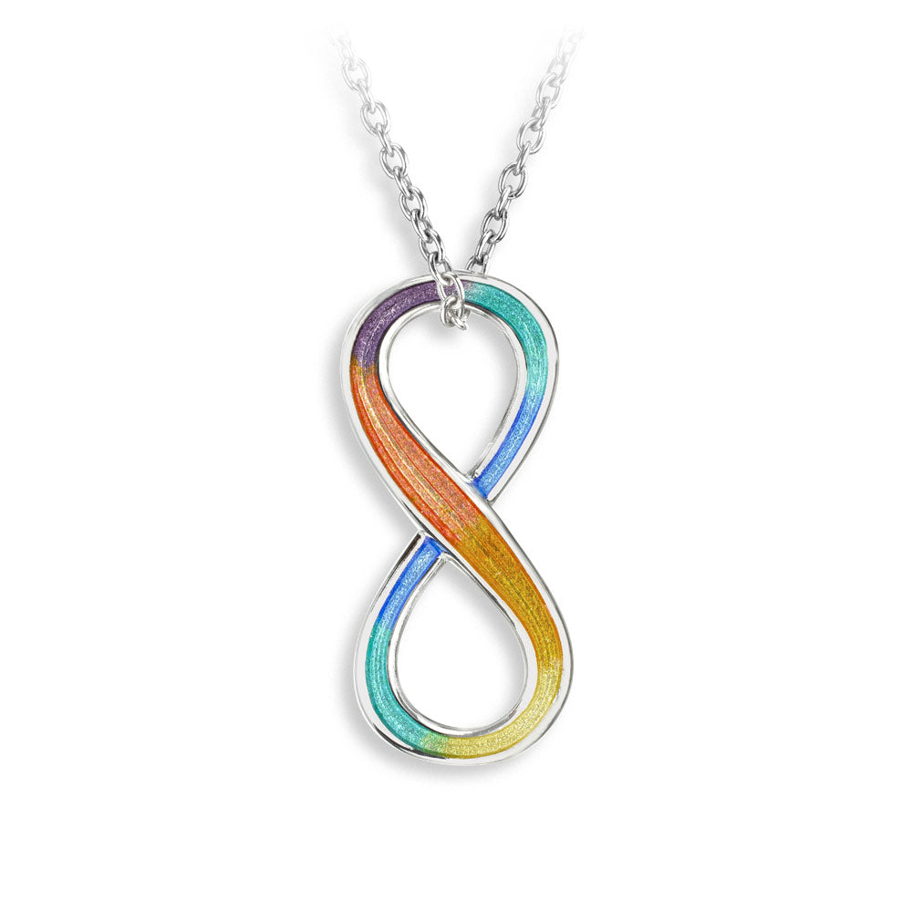 Nicole Barr Sterling Silver Reversible Rainbow Infinity Enamel Pendant NN0505C