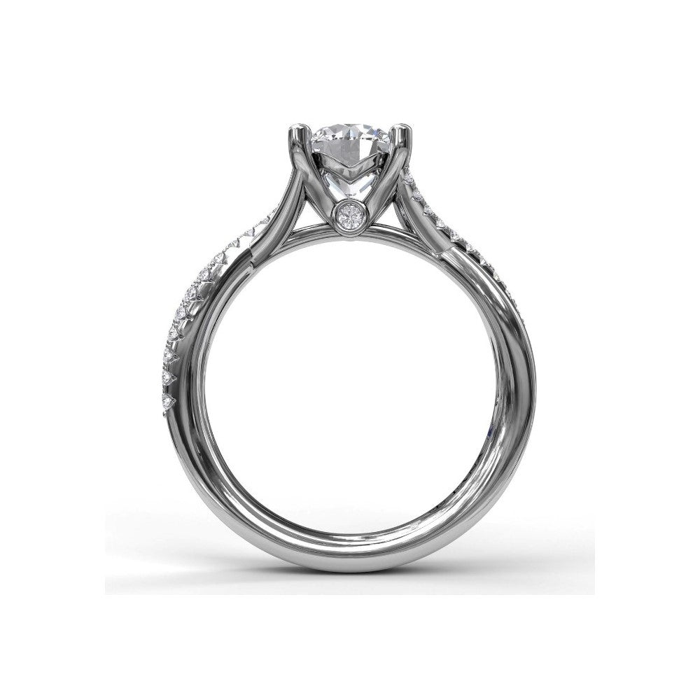 FANA 14 Karat with Side Stones Round Shape Engagement Ring S3477/WG
