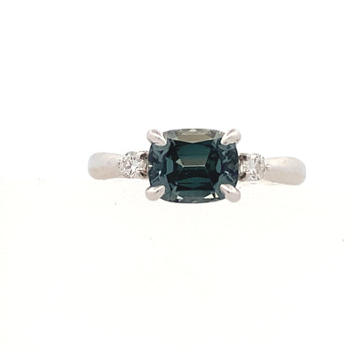 One-of-a-Kind Cushion Gray Spinel Ring in White Gold by B&C