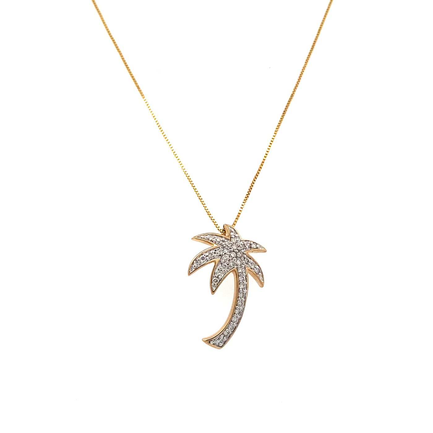 ESTATE Diamond Palm Tree Pendant in Yellow Gold