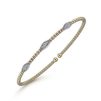 Marquise Diamond Station Beaded Cuff in Two-Tone Gold by Gabriel & Co.