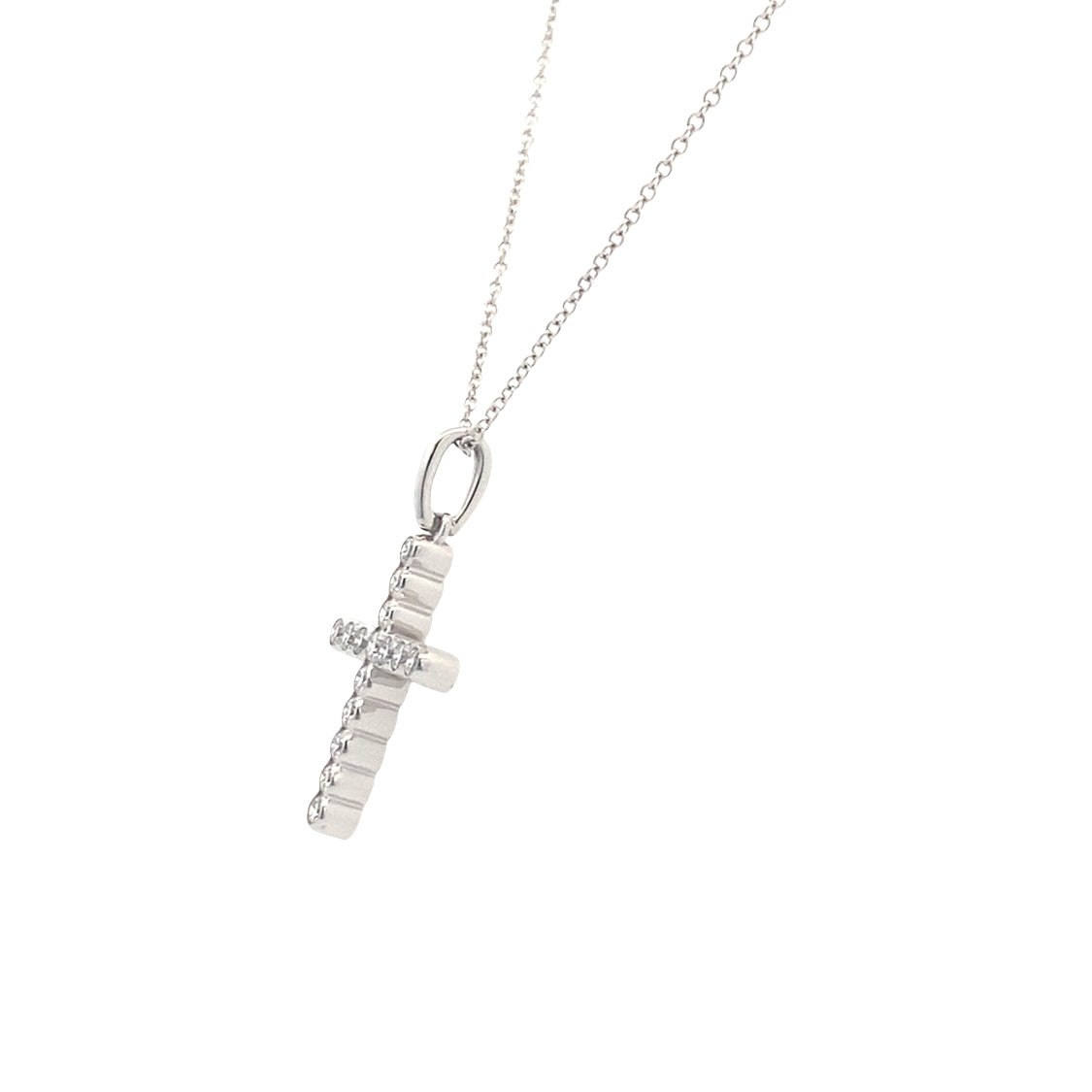 Diamond Cross Pendant in White Gold by Simono G. Jewelry