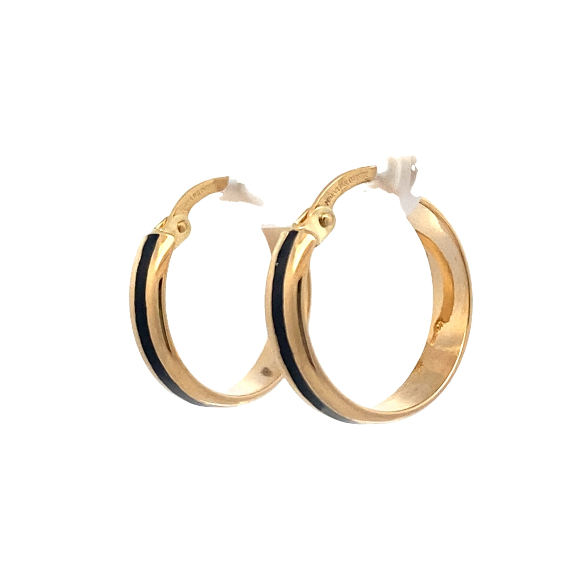 Enamel Inlay Hoops in Yellow Gold