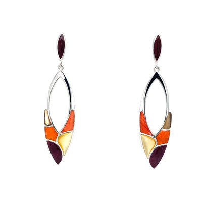 Mixed Spiny Oyster Drop Earrings in Silver by Kabana