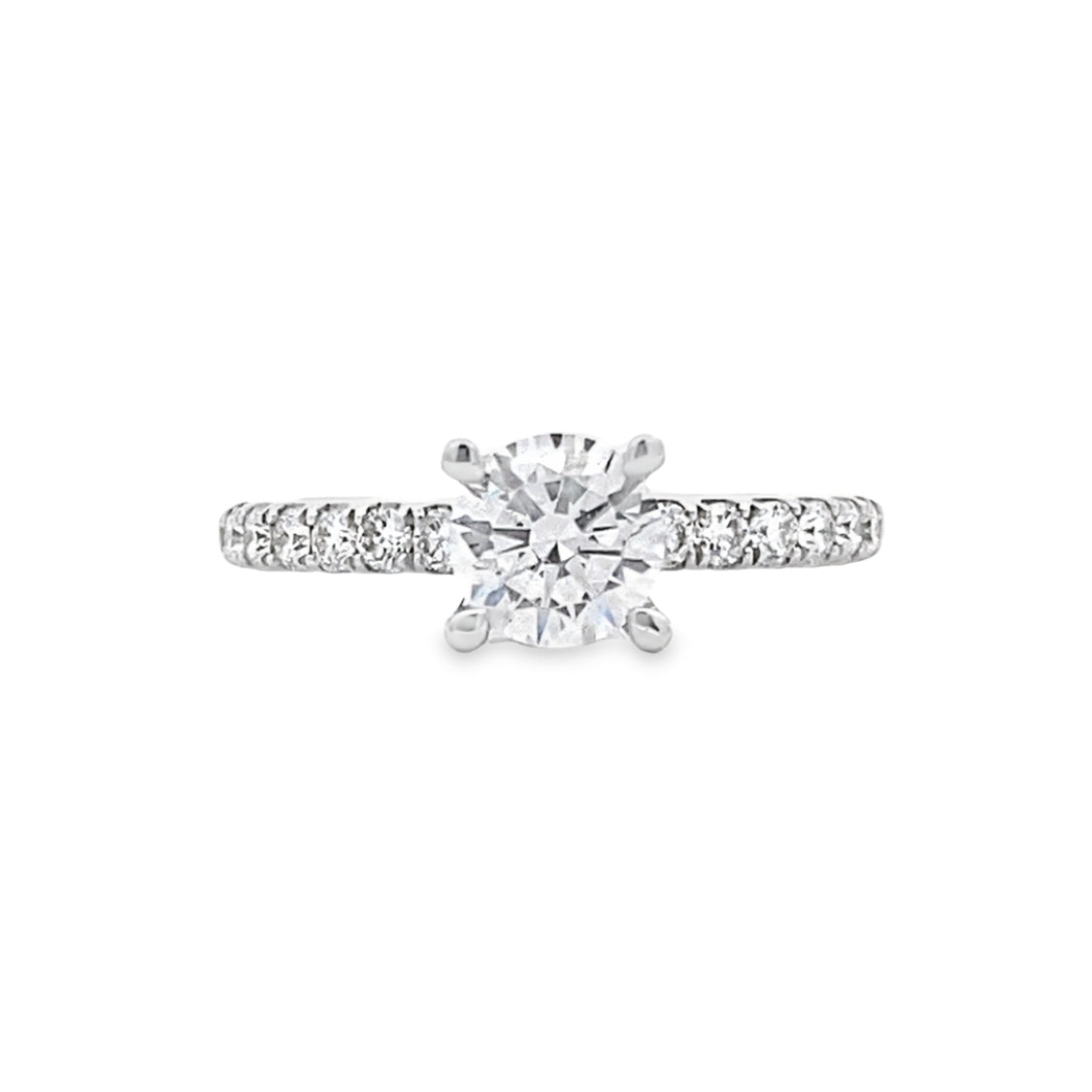 FANA 14 Karat White Gold Round Diamond Engagement Ring S3846/WG